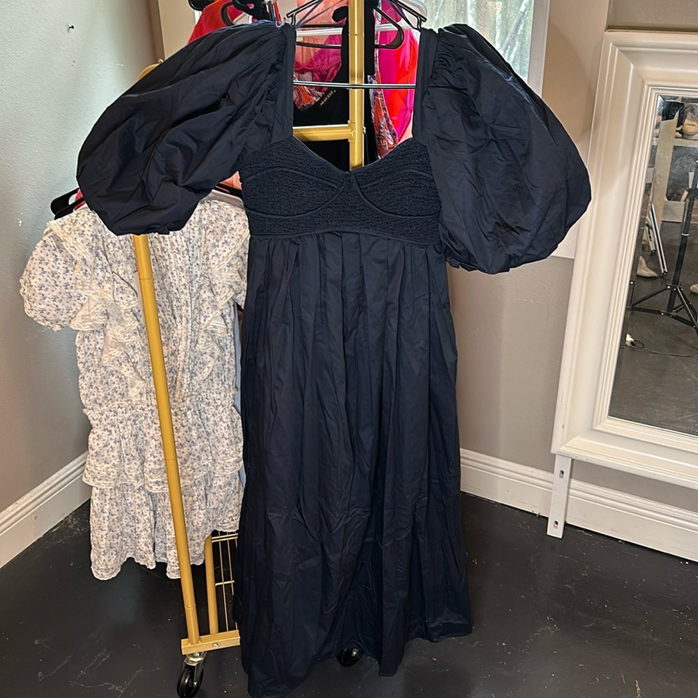 Shop Zoco Gala Midi Dress in Navy